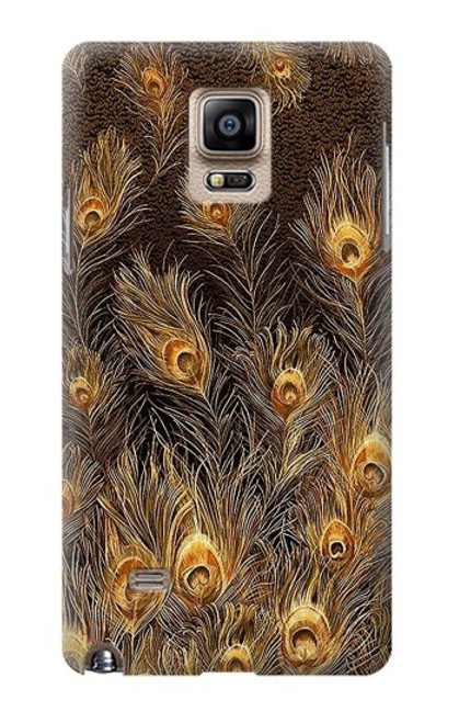 S3691 ゴールドピーコックフェザー Gold Peacock Feather Samsung Galaxy Note 4 バックケース、フリップケース・カバー