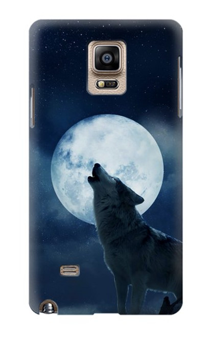 S3693 グリムホワイトウルフ満月 Grim White Wolf Full Moon Samsung Galaxy Note 4 バックケース、フリップケース・カバー