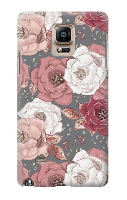 S3716 バラの花柄 Rose Floral Pattern Samsung Galaxy Note 4 バックケース、フリップケース・カバー