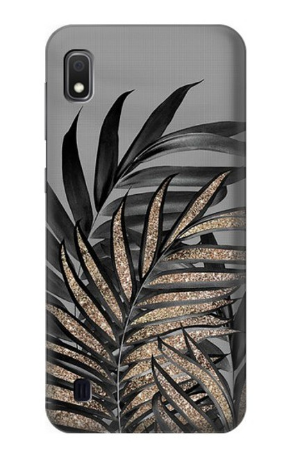S3692 灰色の黒いヤシの葉 Gray Black Palm Leaves Samsung Galaxy A10 バックケース、フリップケース・カバー