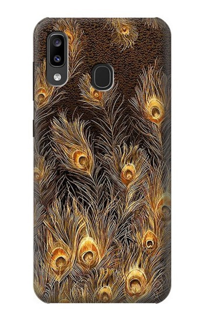 S3691 ゴールドピーコックフェザー Gold Peacock Feather Samsung Galaxy A20, Galaxy A30 バックケース、フリップケース・カバー