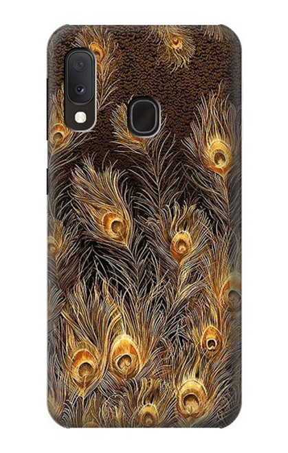 S3691 ゴールドピーコックフェザー Gold Peacock Feather Samsung Galaxy A20e バックケース、フリップケース・カバー