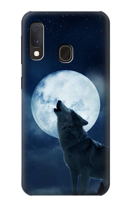 S3693 グリムホワイトウルフ満月 Grim White Wolf Full Moon Samsung Galaxy A20e バックケース、フリップケース・カバー