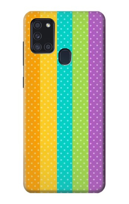 S3678 カラフルなレインボーバーティカル Colorful Rainbow Vertical Samsung Galaxy A21s バックケース、フリップケース・カバー