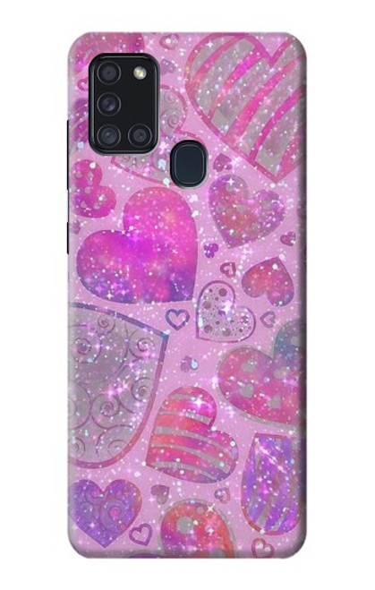 S3710 ピンクのラブハート Pink Love Heart Samsung Galaxy A21s バックケース、フリップケース・カバー