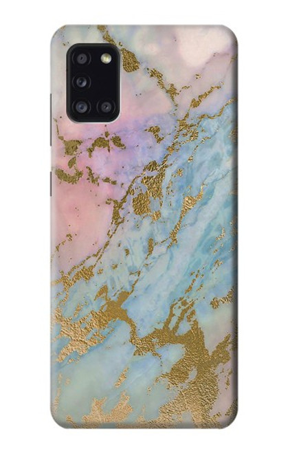 S3717 ローズゴールドブルーパステル大理石グラフィックプリント Rose Gold Blue Pastel Marble Graphic Printed Samsung Galaxy A31 バックケース、フリップケース・カバー