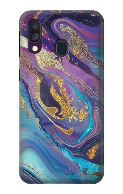 S3676 カラフルな抽象的な大理石の石 Colorful Abstract Marble Stone Samsung Galaxy A40 バックケース、フリップケース・カバー