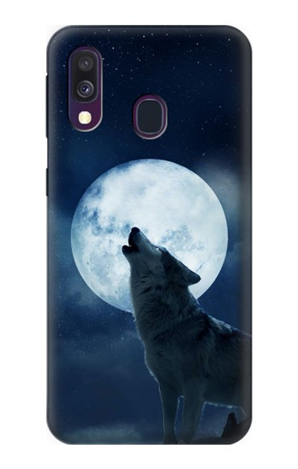 S3693 グリムホワイトウルフ満月 Grim White Wolf Full Moon Samsung Galaxy A40 バックケース、フリップケース・カバー