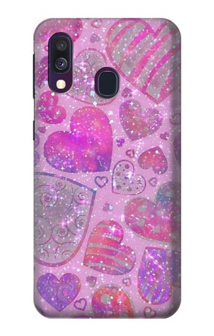S3710 ピンクのラブハート Pink Love Heart Samsung Galaxy A40 バックケース、フリップケース・カバー