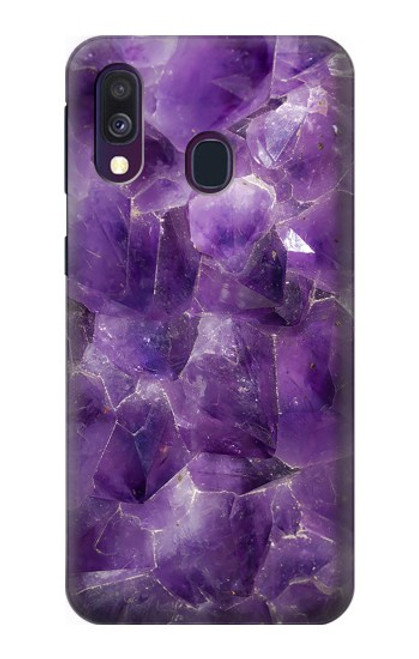 S3713 パープルクォーツアメジストグラフィックプリント Purple Quartz Amethyst Graphic Printed Samsung Galaxy A40 バックケース、フリップケース・カバー