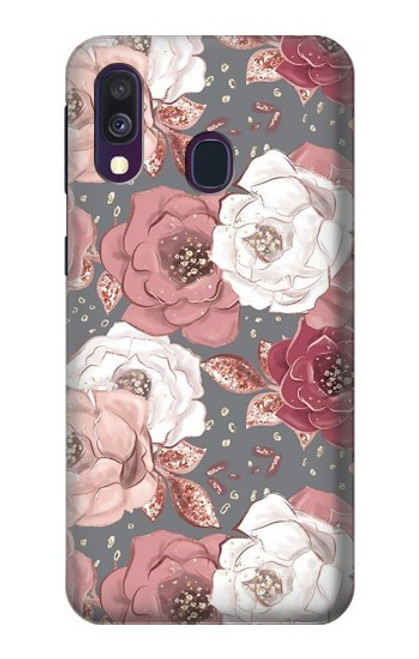 S3716 バラの花柄 Rose Floral Pattern Samsung Galaxy A40 バックケース、フリップケース・カバー