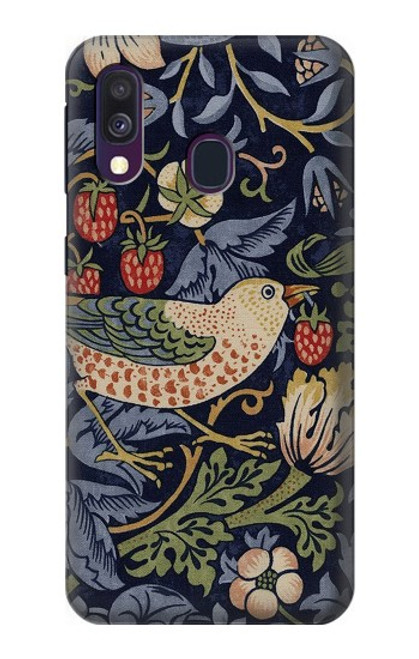 S3791 ウィリアムモリスストロベリーシーフ生地 William Morris Strawberry Thief Fabric Samsung Galaxy A40 バックケース、フリップケース・カバー