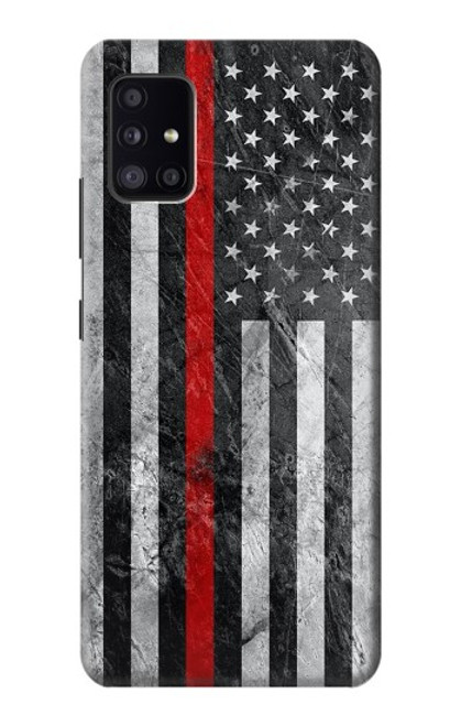 S3687 消防士細い赤い線アメリカの国旗 Firefighter Thin Red Line American Flag Samsung Galaxy A41 バックケース、フリップケース・カバー