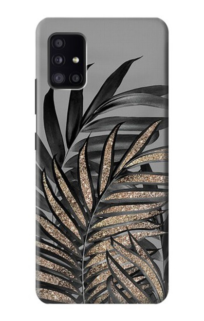S3692 灰色の黒いヤシの葉 Gray Black Palm Leaves Samsung Galaxy A41 バックケース、フリップケース・カバー