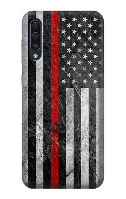 S3687 消防士細い赤い線アメリカの国旗 Firefighter Thin Red Line American Flag Samsung Galaxy A50 バックケース、フリップケース・カバー