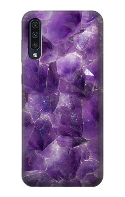 S3713 パープルクォーツアメジストグラフィックプリント Purple Quartz Amethyst Graphic Printed Samsung Galaxy A50 バックケース、フリップケース・カバー