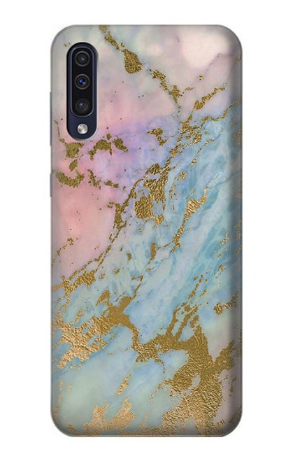 S3717 ローズゴールドブルーパステル大理石グラフィックプリント Rose Gold Blue Pastel Marble Graphic Printed Samsung Galaxy A50 バックケース、フリップケース・カバー