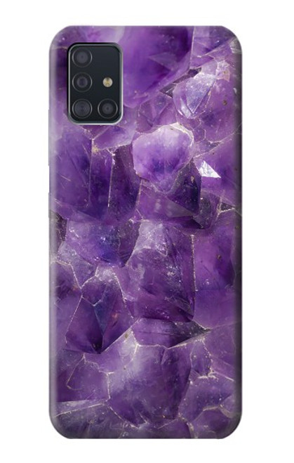 S3713 パープルクォーツアメジストグラフィックプリント Purple Quartz Amethyst Graphic Printed Samsung Galaxy A51 5G バックケース、フリップケース・カバー