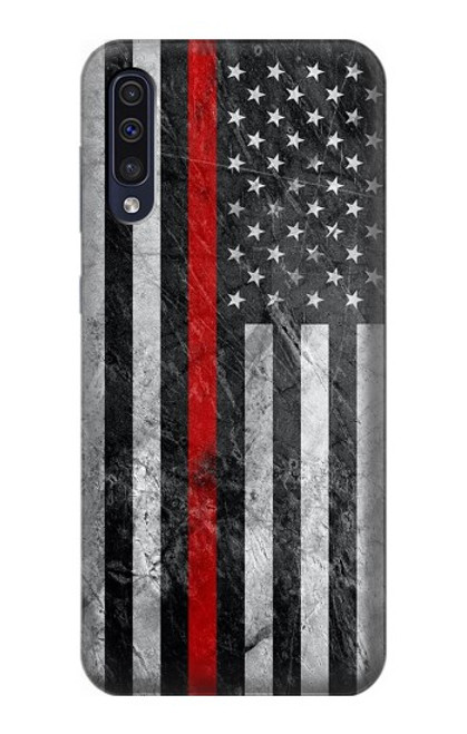 S3687 消防士細い赤い線アメリカの国旗 Firefighter Thin Red Line American Flag Samsung Galaxy A70 バックケース、フリップケース・カバー