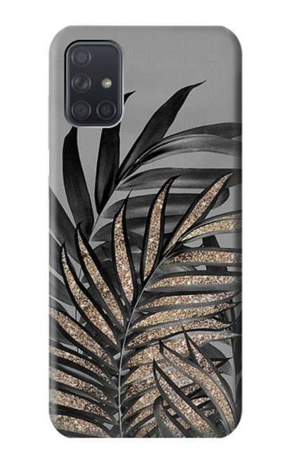 S3692 灰色の黒いヤシの葉 Gray Black Palm Leaves Samsung Galaxy A71 5G バックケース、フリップケース・カバー