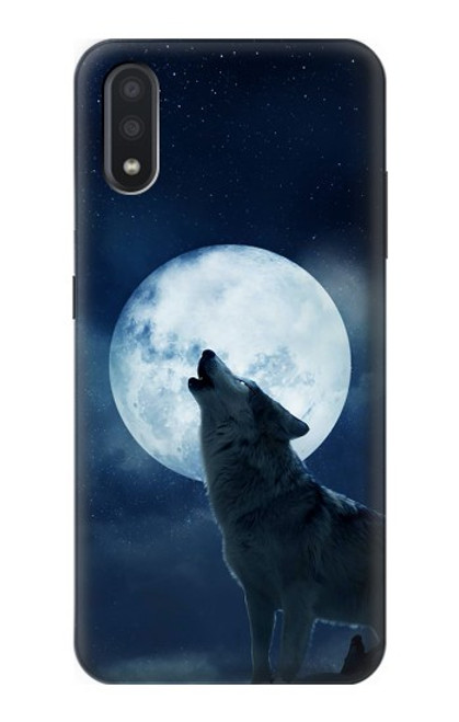 S3693 グリムホワイトウルフ満月 Grim White Wolf Full Moon Samsung Galaxy A01 バックケース、フリップケース・カバー