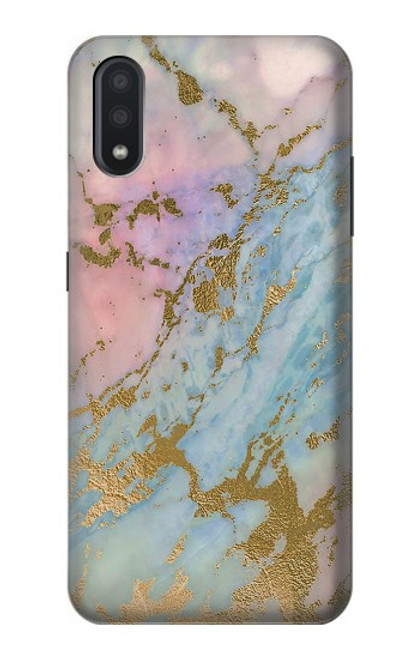 S3717 ローズゴールドブルーパステル大理石グラフィックプリント Rose Gold Blue Pastel Marble Graphic Printed Samsung Galaxy A01 バックケース、フリップケース・カバー