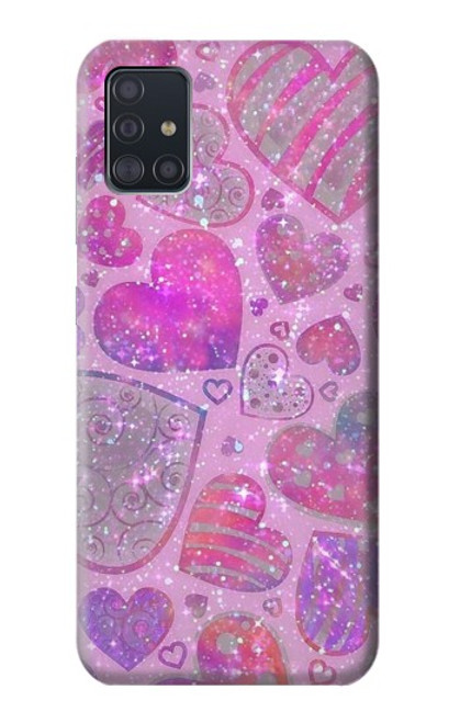 S3710 ピンクのラブハート Pink Love Heart Samsung Galaxy A51 バックケース、フリップケース・カバー