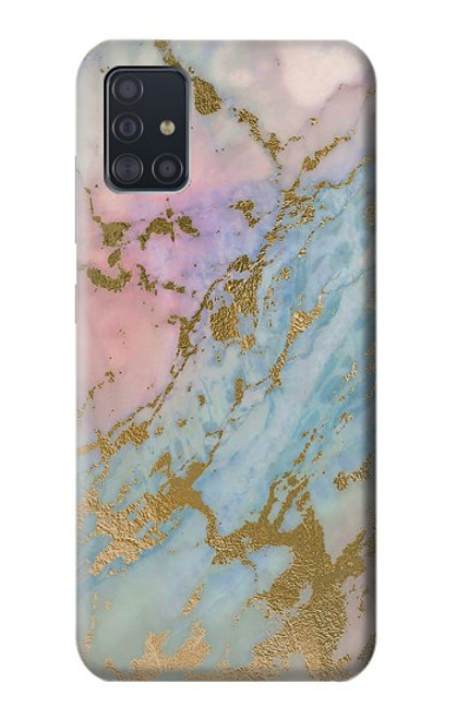 S3717 ローズゴールドブルーパステル大理石グラフィックプリント Rose Gold Blue Pastel Marble Graphic Printed Samsung Galaxy A51 バックケース、フリップケース・カバー