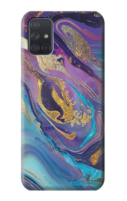 S3676 カラフルな抽象的な大理石の石 Colorful Abstract Marble Stone Samsung Galaxy A71 バックケース、フリップケース・カバー