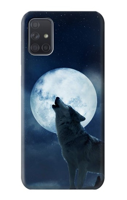 S3693 グリムホワイトウルフ満月 Grim White Wolf Full Moon Samsung Galaxy A71 バックケース、フリップケース・カバー