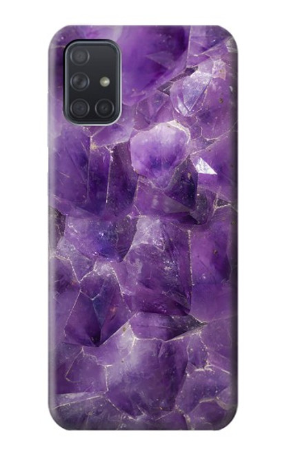 S3713 パープルクォーツアメジストグラフィックプリント Purple Quartz Amethyst Graphic Printed Samsung Galaxy A71 バックケース、フリップケース・カバー