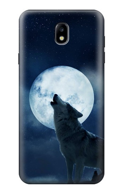 S3693 グリムホワイトウルフ満月 Grim White Wolf Full Moon Samsung Galaxy J7 (2018), J7 Aero, J7 Top, J7 Aura, J7 Crown, J7 Refine, J7 Eon, J7 V 2nd Gen, J7 Star バックケース、フリップケース・カバー