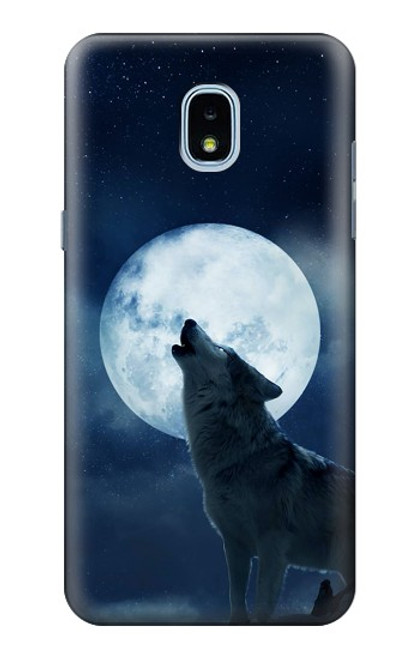 S3693 グリムホワイトウルフ満月 Grim White Wolf Full Moon Samsung Galaxy J3 (2018), J3 Star, J3 V 3rd Gen, J3 Orbit, J3 Achieve, Express Prime 3, Amp Prime 3 バックケース、フリップケース・カバー