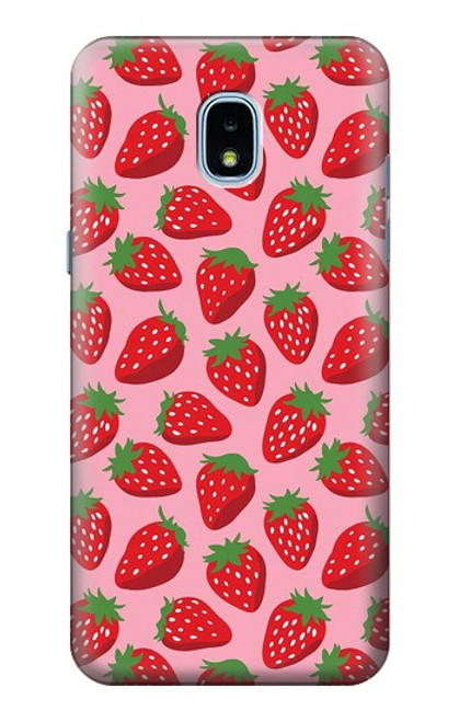 S3719 いちご柄 Strawberry Pattern Samsung Galaxy J3 (2018), J3 Star, J3 V 3rd Gen, J3 Orbit, J3 Achieve, Express Prime 3, Amp Prime 3 バックケース、フリップケース・カバー