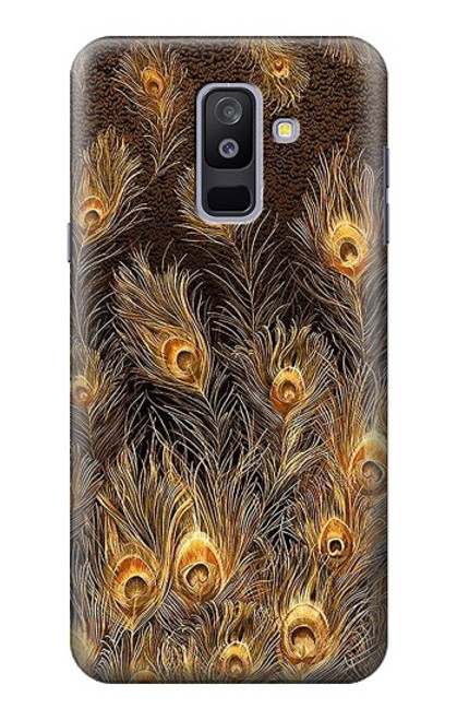 S3691 ゴールドピーコックフェザー Gold Peacock Feather Samsung Galaxy A6+ (2018), J8 Plus 2018, A6 Plus 2018  バックケース、フリップケース・カバー