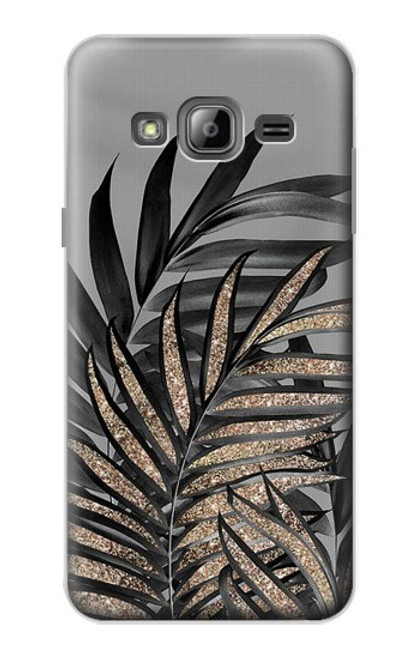 S3692 灰色の黒いヤシの葉 Gray Black Palm Leaves Samsung Galaxy J3 (2016) バックケース、フリップケース・カバー