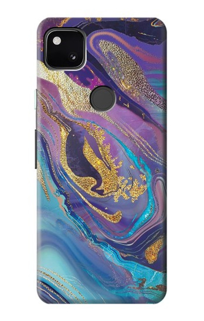 S3676 カラフルな抽象的な大理石の石 Colorful Abstract Marble Stone Google Pixel 4a バックケース、フリップケース・カバー