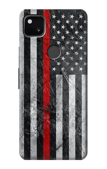 S3687 消防士細い赤い線アメリカの国旗 Firefighter Thin Red Line American Flag Google Pixel 4a バックケース、フリップケース・カバー