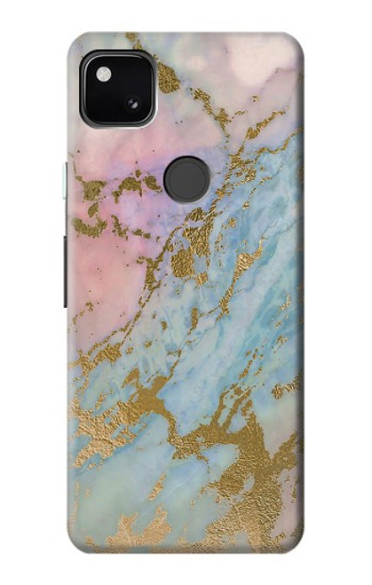 S3717 ローズゴールドブルーパステル大理石グラフィックプリント Rose Gold Blue Pastel Marble Graphic Printed Google Pixel 4a バックケース、フリップケース・カバー