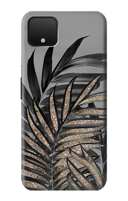 S3692 灰色の黒いヤシの葉 Gray Black Palm Leaves Google Pixel 4 XL バックケース、フリップケース・カバー