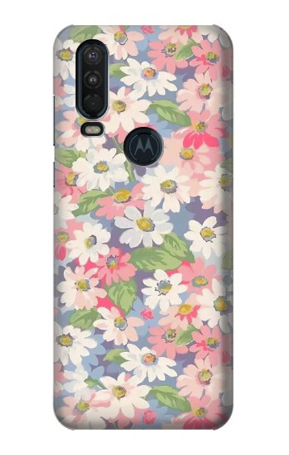 S3688 花の花のアートパターン Floral Flower Art Pattern Motorola One Action (Moto P40 Power) バックケース、フリップケース・カバー