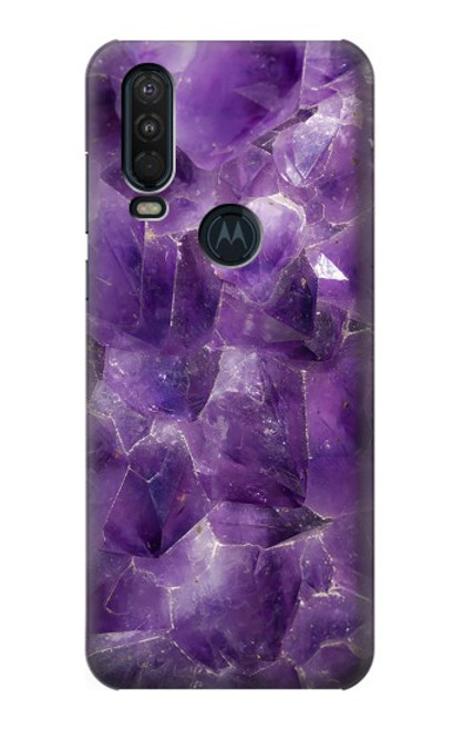 S3713 パープルクォーツアメジストグラフィックプリント Purple Quartz Amethyst Graphic Printed Motorola One Action (Moto P40 Power) バックケース、フリップケース・カバー