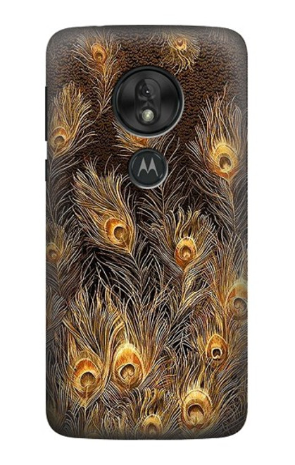 S3691 ゴールドピーコックフェザー Gold Peacock Feather Motorola Moto G7 Play バックケース、フリップケース・カバー