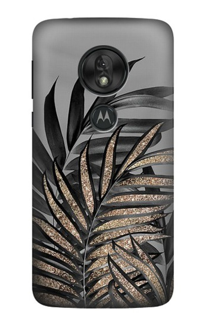 S3692 灰色の黒いヤシの葉 Gray Black Palm Leaves Motorola Moto G7 Play バックケース、フリップケース・カバー