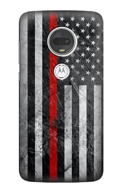 S3687 消防士細い赤い線アメリカの国旗 Firefighter Thin Red Line American Flag Motorola Moto G7, Moto G7 Plus バックケース、フリップケース・カバー