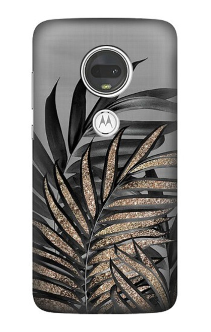 S3692 灰色の黒いヤシの葉 Gray Black Palm Leaves Motorola Moto G7, Moto G7 Plus バックケース、フリップケース・カバー