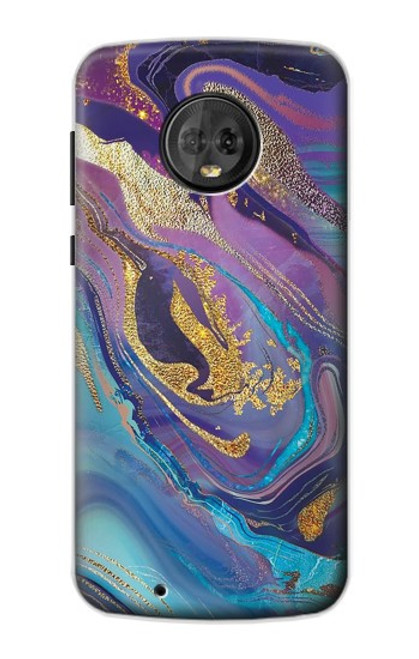 S3676 カラフルな抽象的な大理石の石 Colorful Abstract Marble Stone Motorola Moto G6 バックケース、フリップケース・カバー