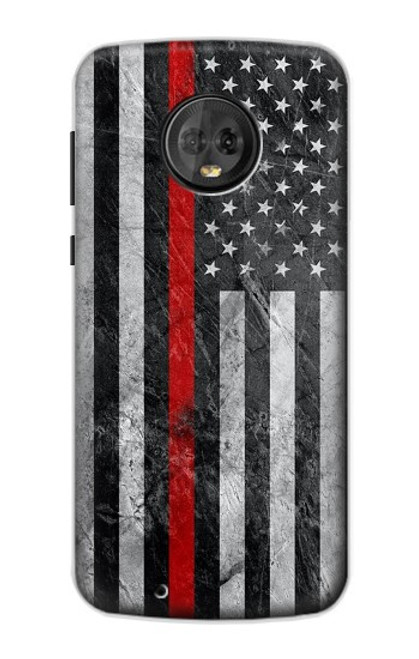 S3687 消防士細い赤い線アメリカの国旗 Firefighter Thin Red Line American Flag Motorola Moto G6 バックケース、フリップケース・カバー