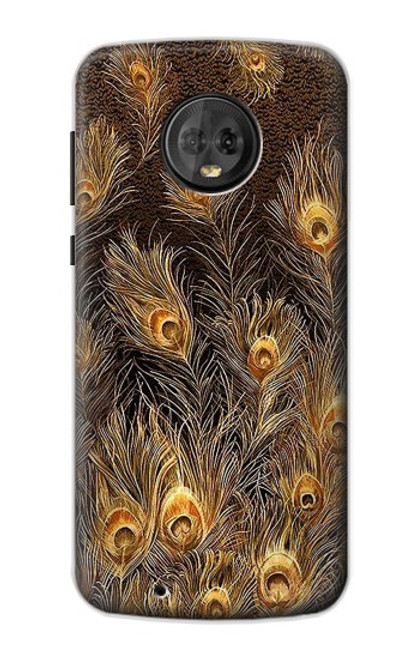 S3691 ゴールドピーコックフェザー Gold Peacock Feather Motorola Moto G6 バックケース、フリップケース・カバー