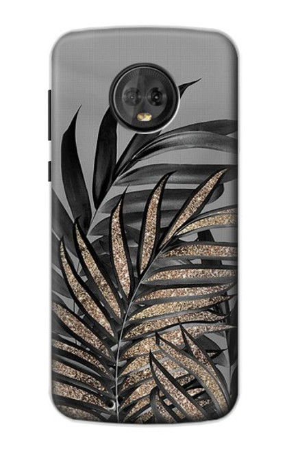 S3692 灰色の黒いヤシの葉 Gray Black Palm Leaves Motorola Moto G6 バックケース、フリップケース・カバー